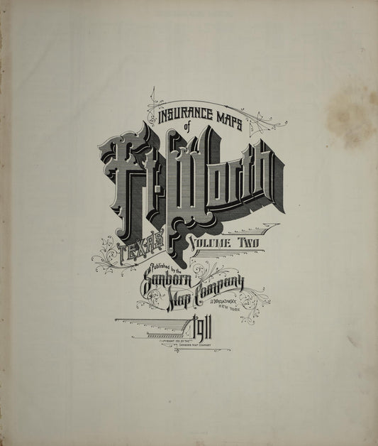 Sanborn Fire Insurance Map from Fort Worth, Tarrant County, Texas (1911), Sheet #0001 - Historic Sanborn Fire Insurance Map Print, vintage old map wall art, antique decor, genealogy gift, Texas Texas map