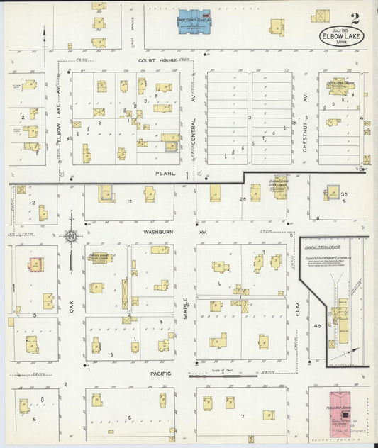 Sanborn Fire Insurance Map from Elbow Lake, Grant County, Minnesota (1915), Sheet #0002 - Historic Sanborn Fire Insurance Map Print, vintage old map wall art, antique decor, genealogy gift, Minnesota Minnesota map