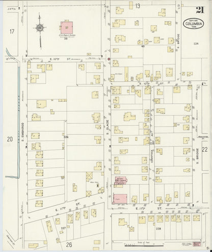 Sanborn Fire Insurance Map from Columbia, Maury County, Tennessee (1914), Sheet #0021 - Complete Map Set gallery image, historic Sanborn map, vintage wall art, Tennessee Tennessee