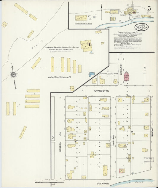 Sanborn Fire Insurance Map from Seneca, Newton County, Missouri (1914), Sheet #0005 - Historic Sanborn Fire Insurance Map Print, vintage old map wall art, antique decor, genealogy gift, Missouri Missouri map