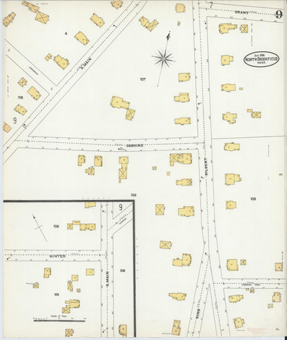 Sanborn Fire Insurance Map from North Brookfield, Worcester County, Massachusetts (1906), Sheet #0009 - Complete Map Set gallery image, historic Sanborn map, vintage wall art, Massachusetts Massachusetts