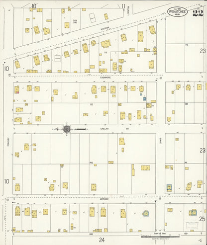 Sanborn Fire Insurance Map from Wenatchee, Chelan County, Washington (1921), Sheet #0022 - Complete Map Set gallery image, historic Sanborn map, vintage wall art, Washington Washington