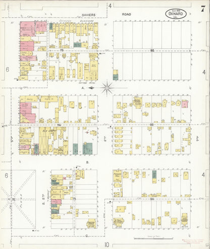 Sanborn Fire Insurance Map from Oxnard, Ventura County, California (1903), Sheet #0007 - Complete Map Set gallery image, historic Sanborn map, vintage wall art, California California