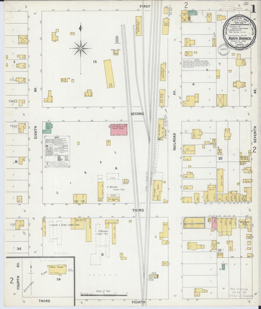 Sanborn Fire Insurance Map from North Branch, Chisago County, Minnesota (1899), Sheet #0001 - Complete Map Set gallery image, historic Sanborn map, vintage wall art, Minnesota Minnesota