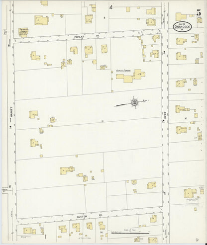 Sanborn Fire Insurance Map from Onancock, Accomack County, Virginia (1912), Sheet #0005 - Historic Sanborn Fire Insurance Map Print, vintage old map wall art, antique decor, genealogy gift, Virginia Virginia map