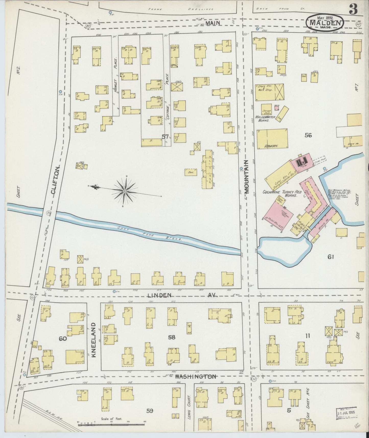 Sanborn Fire Insurance Map from Malden, Middlesex County, Massachusetts (1892), Sheet #0003 - Complete Map Set gallery image, historic Sanborn map, vintage wall art, Massachusetts Massachusetts