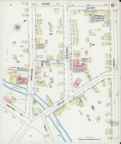 Sanborn Fire Insurance Map from Rahway, Union County, New Jersey (1891), Sheet #0008 - Complete Map Set gallery image, historic Sanborn map, vintage wall art, New Jersey New Jersey