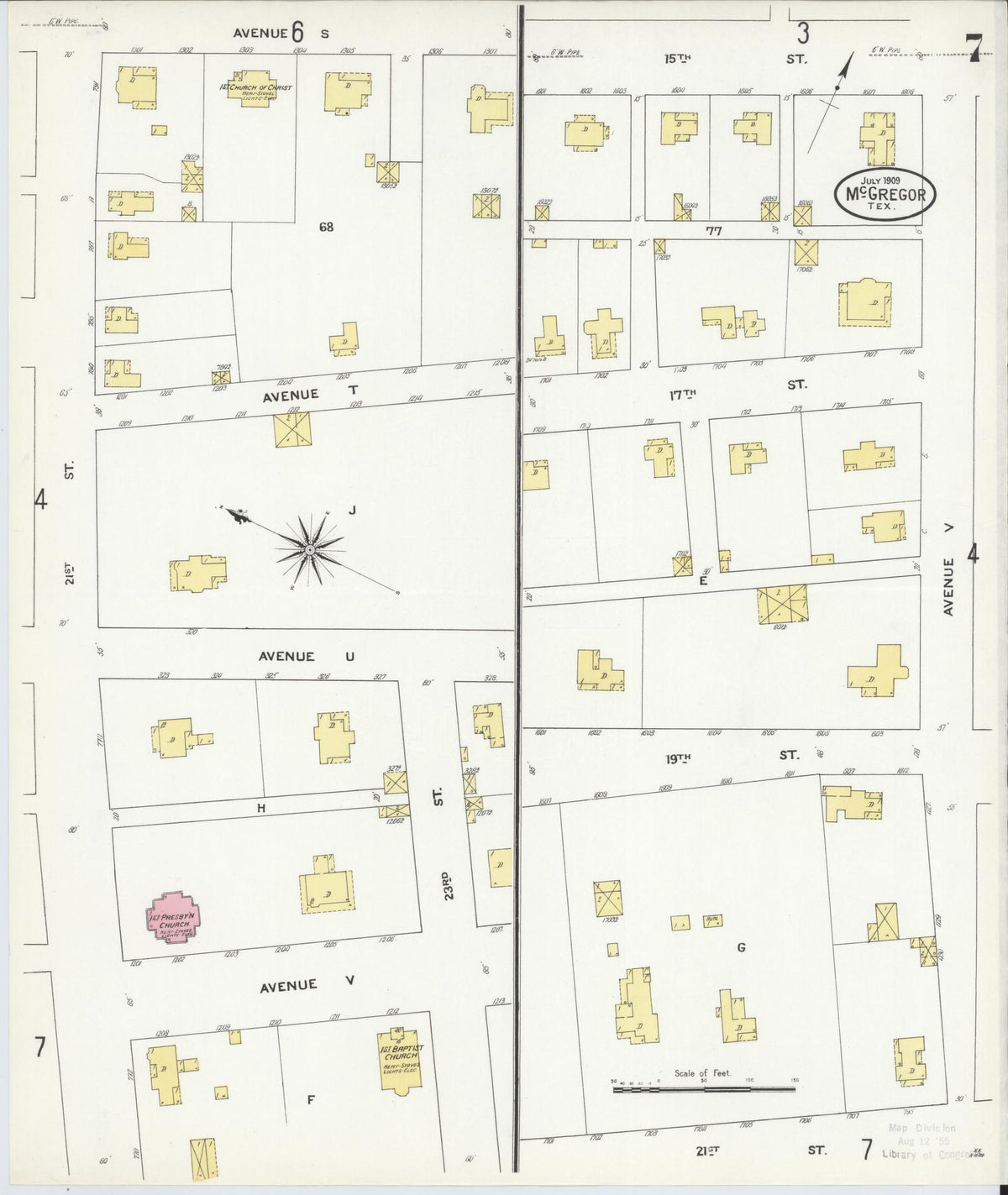 Sanborn Fire Insurance Map from McGregor, McLennan County, Texas (1909), Sheet #0007 - Historic Sanborn Fire Insurance Map Print, vintage old map wall art, antique decor, genealogy gift, Texas Texas map