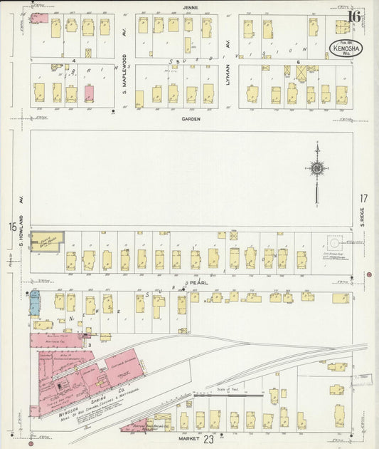 Sanborn Fire Insurance Map from Kenosha, Kenosha County, Wisconsin (1911), Sheet #0016 - Historic Sanborn Fire Insurance Map Print, vintage old map wall art, antique decor, genealogy gift, Wisconsin Wisconsin map