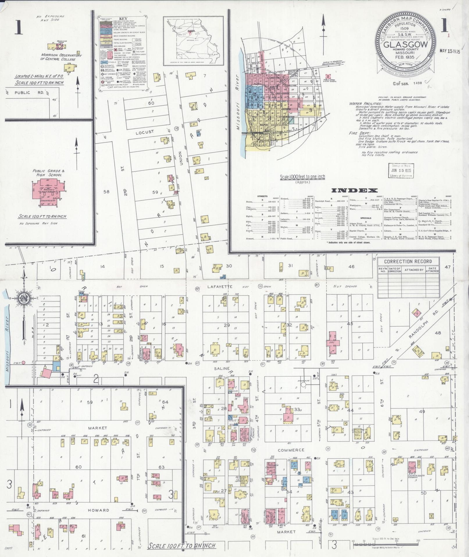 Sanborn Fire Insurance Map from Glasgow, Howard County, Missouri. (1935) – Historic Sanborn Fire Insurance Map Print
