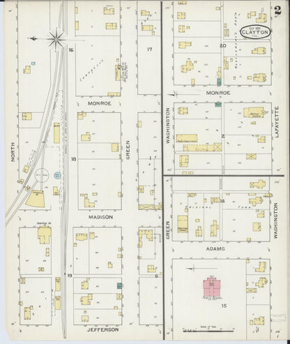 Sanborn Fire Insurance Map from Clayton, Adams County, Illinois (1893), Sheet #0002 - Historic Sanborn Fire Insurance Map Print, vintage old map wall art, antique decor, genealogy gift, Illinois Illinois map