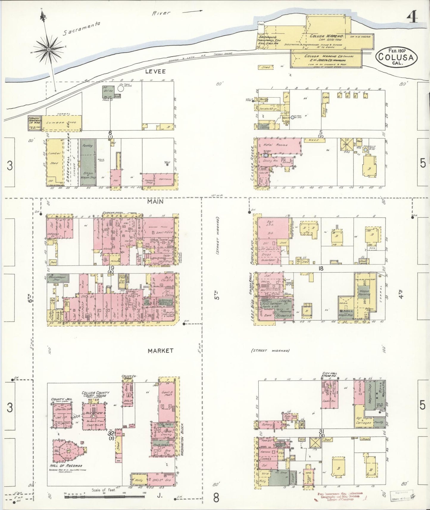 Sanborn Fire Insurance Map from Colusa, Colusa County, California (1907), Sheet #0004 - Complete Map Set gallery image, historic Sanborn map, vintage wall art, California California