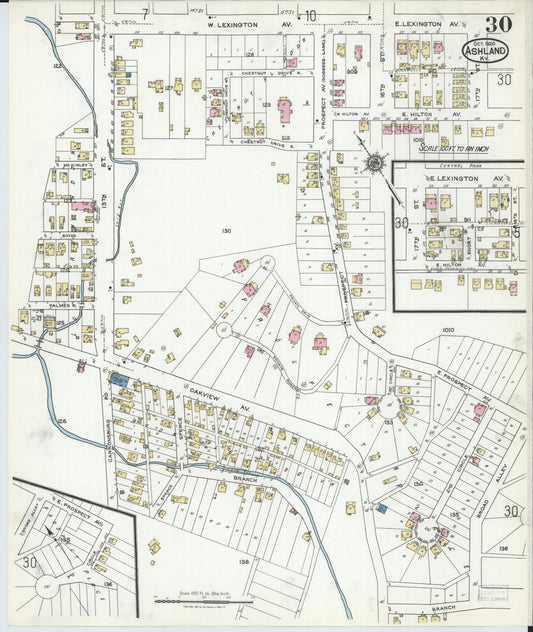 Sanborn Fire Insurance Map from Ashland, Boyd County, Kentucky (1920), Sheet #0030 - Historic Sanborn Fire Insurance Map Print, vintage old map wall art, antique decor, genealogy gift, Kentucky Kentucky map