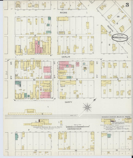 Sanborn Fire Insurance Map from Morrisonville, Christian County, Illinois (1894), Sheet #0003 - Historic Sanborn Fire Insurance Map Print, vintage old map wall art, antique decor, genealogy gift, Illinois Illinois map