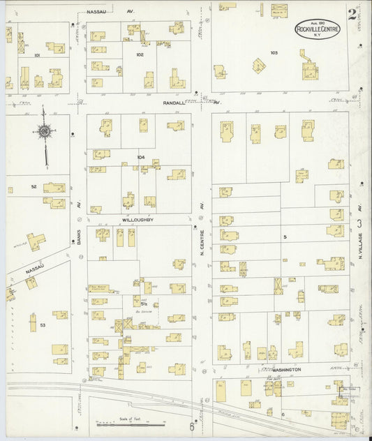 Sanborn Fire Insurance Map from Rockville Centre, Nassau County, New York (1910), Sheet #0002 - Historic Sanborn Fire Insurance Map Print, vintage old map wall art, antique decor, genealogy gift, New York New York map