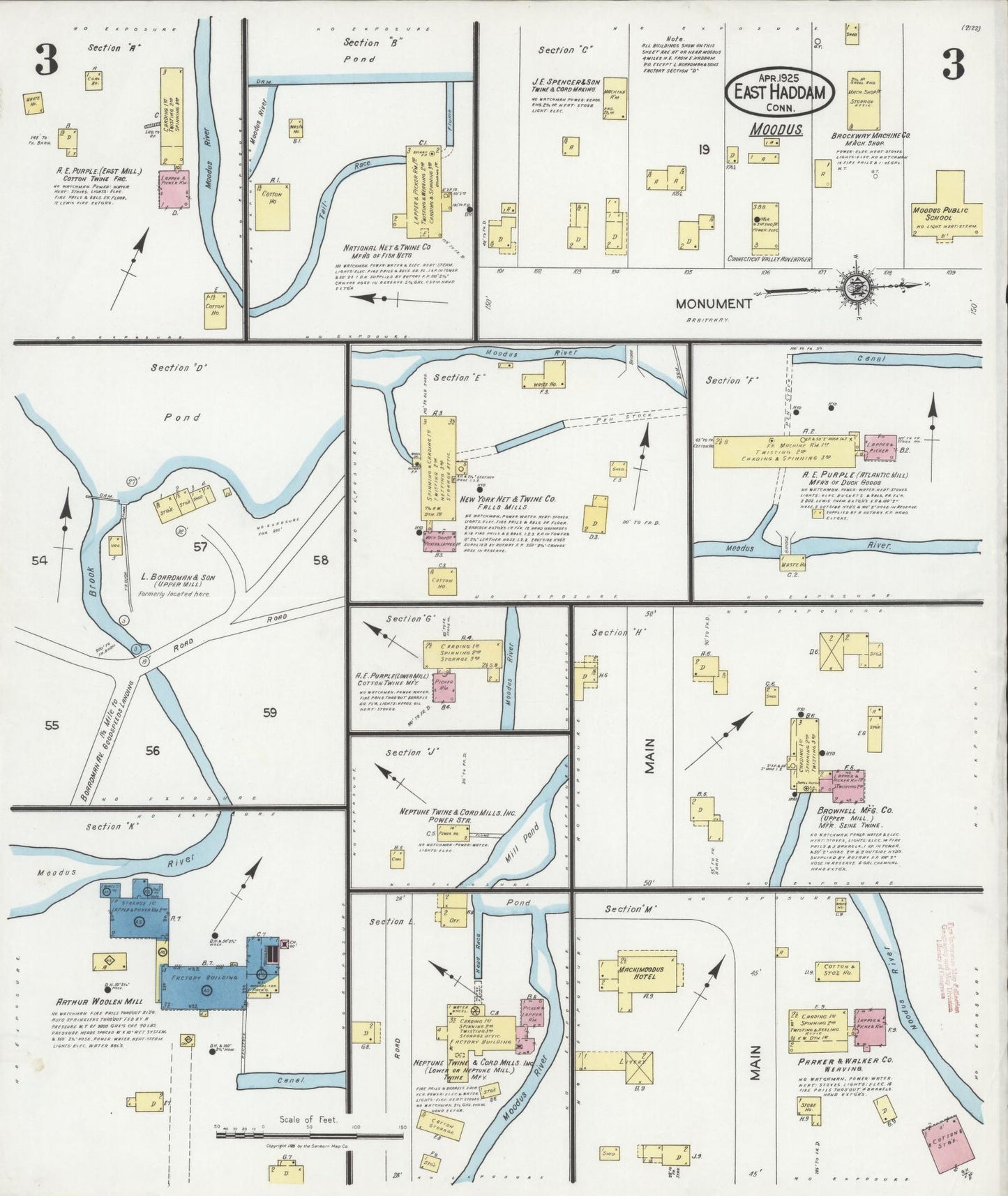 Sanborn Fire Insurance Map from East Haddam, Middlesex County, Connecticut (1925), Sheet #0003 - Complete Map Set gallery image, historic Sanborn map, vintage wall art, Connecticut Connecticut