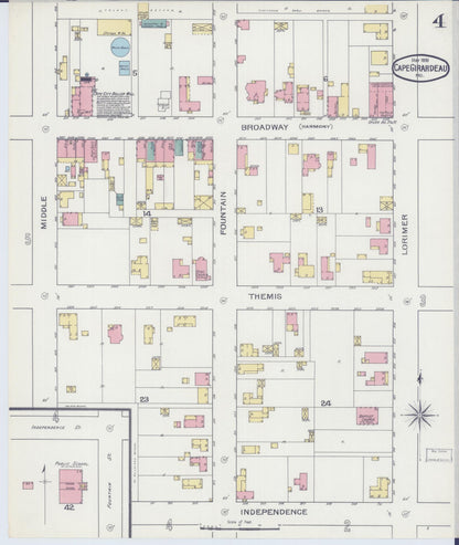 Sanborn Fire Insurance Map from Cape Girardeau, Cape Girardeau County, Missouri (1893), Sheet #0004 - Complete Map Set gallery image, historic Sanborn map, vintage wall art, Missouri Missouri