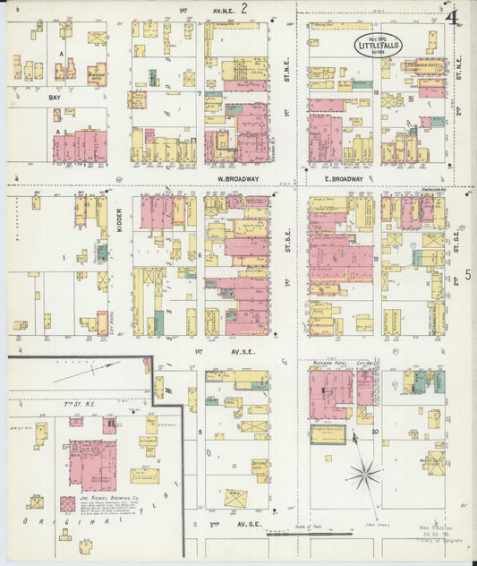 Sanborn Fire Insurance Map from Little Falls, Morrison County, Minnesota (1902), Sheet #0004 - Historic Sanborn Fire Insurance Map Print, vintage old map wall art, antique decor, genealogy gift, Minnesota Minnesota map