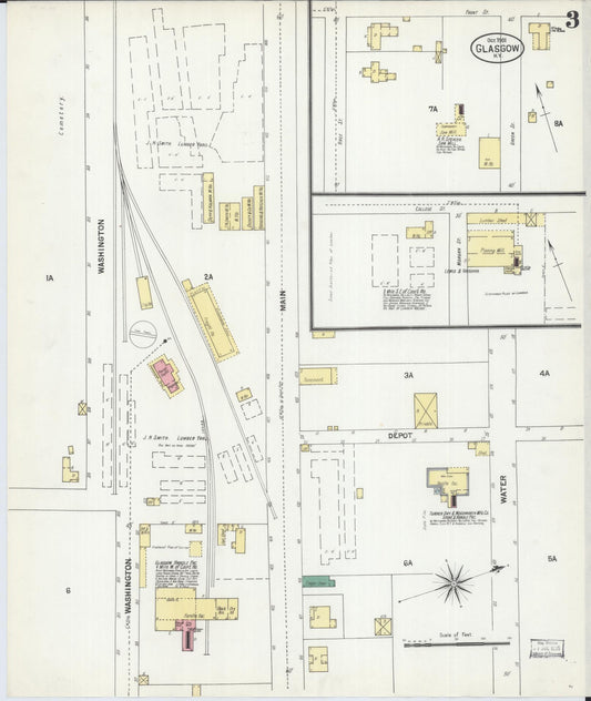 Sanborn Fire Insurance Map from Glasgow, Barren County, Kentucky (1901), Sheet #0003 - Historic Sanborn Fire Insurance Map Print, vintage old map wall art, antique decor, genealogy gift, Kentucky Kentucky map