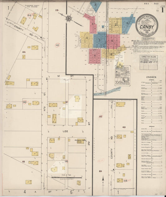 Sanborn Fire Insurance Map from Canby, Clackamas County, Oregon (1931), Sheet #0001 - Historic Sanborn Fire Insurance Map Print, vintage old map wall art, antique decor, genealogy gift, Oregon Oregon map