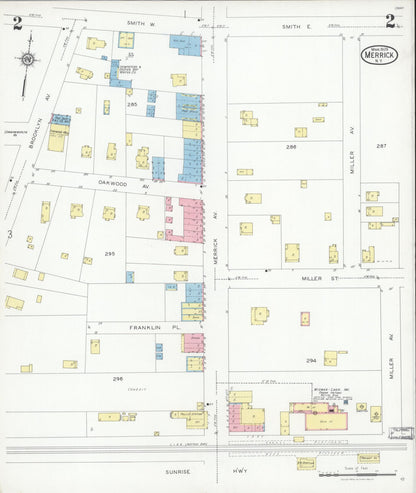 Sanborn Fire Insurance Map from Merrick, Nassau County, New York (1929), Sheet #0002 - Complete Map Set gallery image, historic Sanborn map, vintage wall art, New York New York