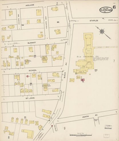 Sanborn Fire Insurance Map from Old Orchard, York County, Maine (1922), Sheet #0006 - Complete Map Set gallery image, historic Sanborn map, vintage wall art, Maine Maine