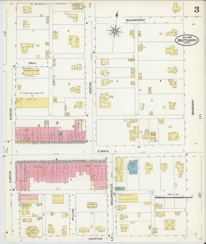 Sanborn Fire Insurance Map from Whitesboro, Grayson County, Texas (1907), Sheet #0003 - Complete Map Set gallery image, historic Sanborn map, vintage wall art, Texas Texas