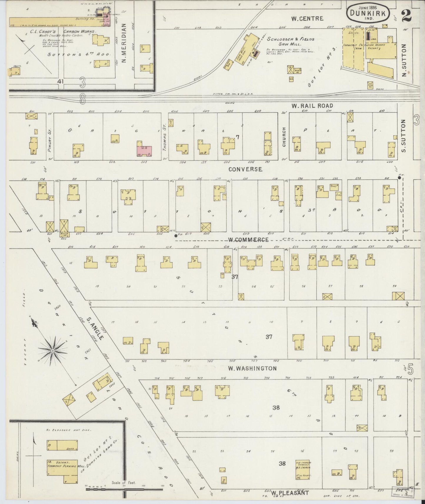 Sanborn Fire Insurance Map from Dunkirk, Jay And Blackford Counties, Indiana (1895), Sheet #0002 - Complete Map Set gallery image, historic Sanborn map, vintage wall art, Indiana Indiana