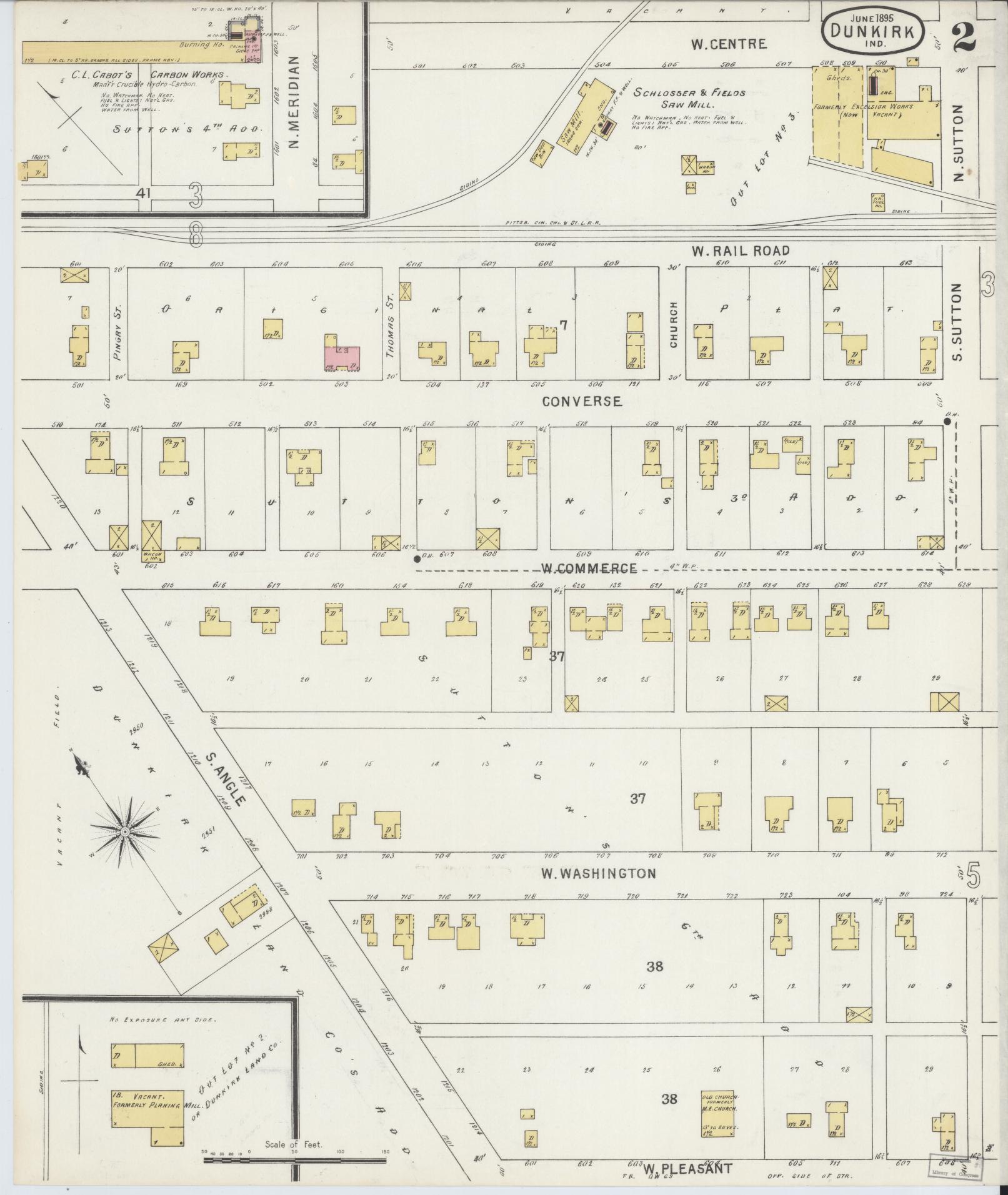 Sanborn Fire Insurance Map from Dunkirk, Jay And Blackford Counties, Indiana (1895), Sheet #0002 - Complete Map Set gallery image, historic Sanborn map, vintage wall art, Indiana Indiana