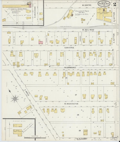 Sanborn Fire Insurance Map from Dunkirk, Jay And Blackford Counties, Indiana (1895), Sheet #0002 - Complete Map Set gallery image, historic Sanborn map, vintage wall art, Indiana Indiana