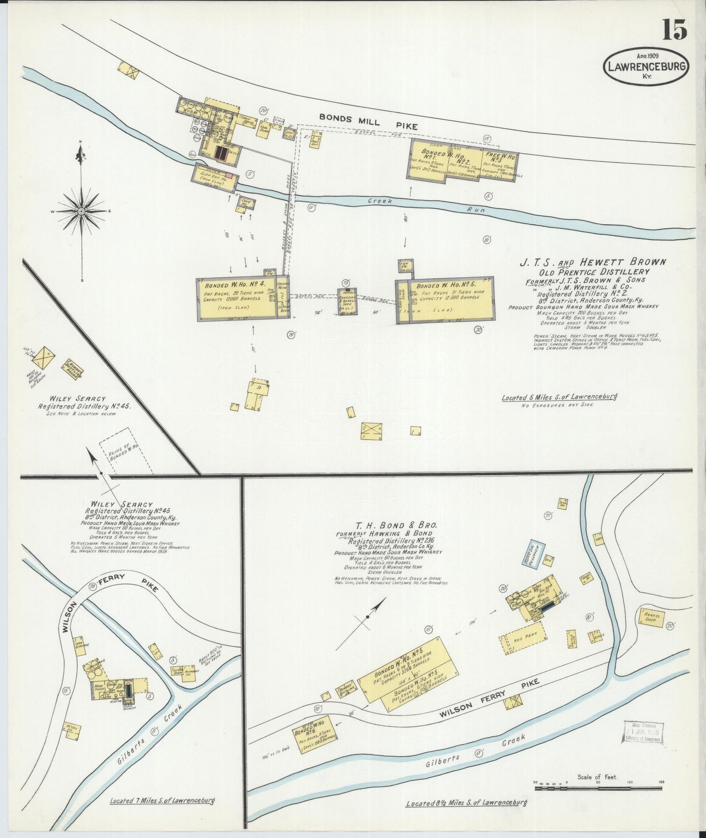 Sanborn Fire Insurance Map from Lawrenceburg, Anderson County, Kentucky (1909), Sheet #0015 - Complete Map Set gallery image, historic Sanborn map, vintage wall art, Kentucky Kentucky