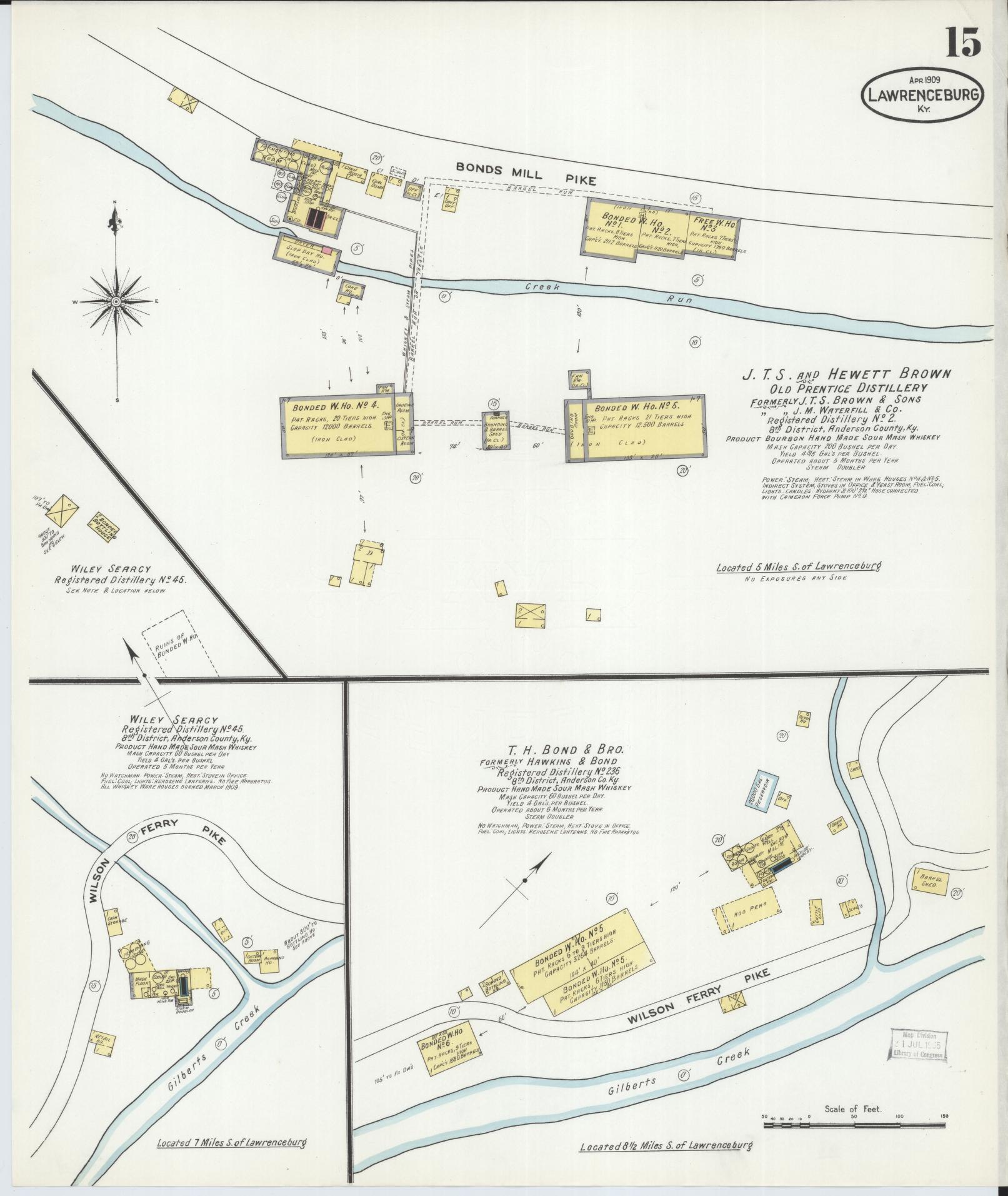 Sanborn Fire Insurance Map from Lawrenceburg, Anderson County, Kentucky (1909), Sheet #0015 - Complete Map Set gallery image, historic Sanborn map, vintage wall art, Kentucky Kentucky