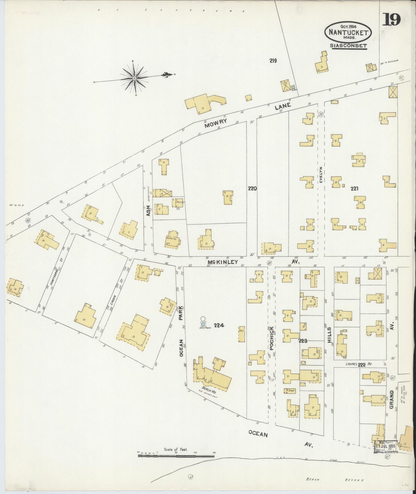 Sanborn Fire Insurance Map from Nantucket, Nantucket County, Massachusetts (1904), Sheet #0019 - Complete Map Set gallery image, historic Sanborn map, vintage wall art, Massachusetts Massachusetts
