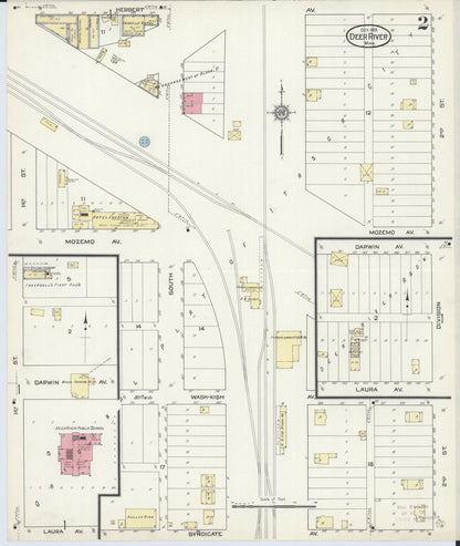 Sanborn Fire Insurance Map from Deer River, Itasca County, Minnesota (1913), Sheet #0002 - Complete Map Set gallery image, historic Sanborn map, vintage wall art, Minnesota Minnesota