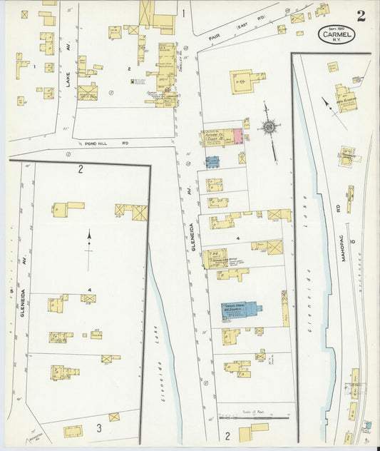 Sanborn Fire Insurance Map from Carmel, Putnam County, New York (1910), Sheet #0002 - Historic Sanborn Fire Insurance Map Print, vintage old map wall art, antique decor, genealogy gift, New York New York map