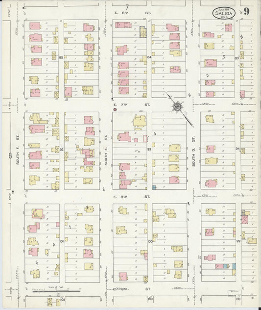 Sanborn Fire Insurance Map from Salida, Chaffee County, Colorado (1914), Sheet #0009 - Historic Sanborn Fire Insurance Map Print, vintage old map wall art, antique decor, genealogy gift, Colorado Colorado map