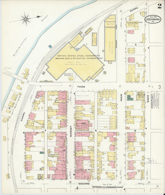 Sanborn Fire Insurance Map from Leechburg, Armstrong County, Pennsylvania (1909), Sheet #0002 - Historic Sanborn Fire Insurance Map Print, vintage old map wall art, antique decor, genealogy gift, Pennsylvania Pennsylvania map