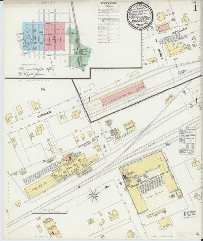 Sanborn Fire Insurance Map from Grenada, Grenada County, Mississippi (1897), Sheet #0001 - Complete Map Set gallery image, historic Sanborn map, vintage wall art, Mississippi Mississippi