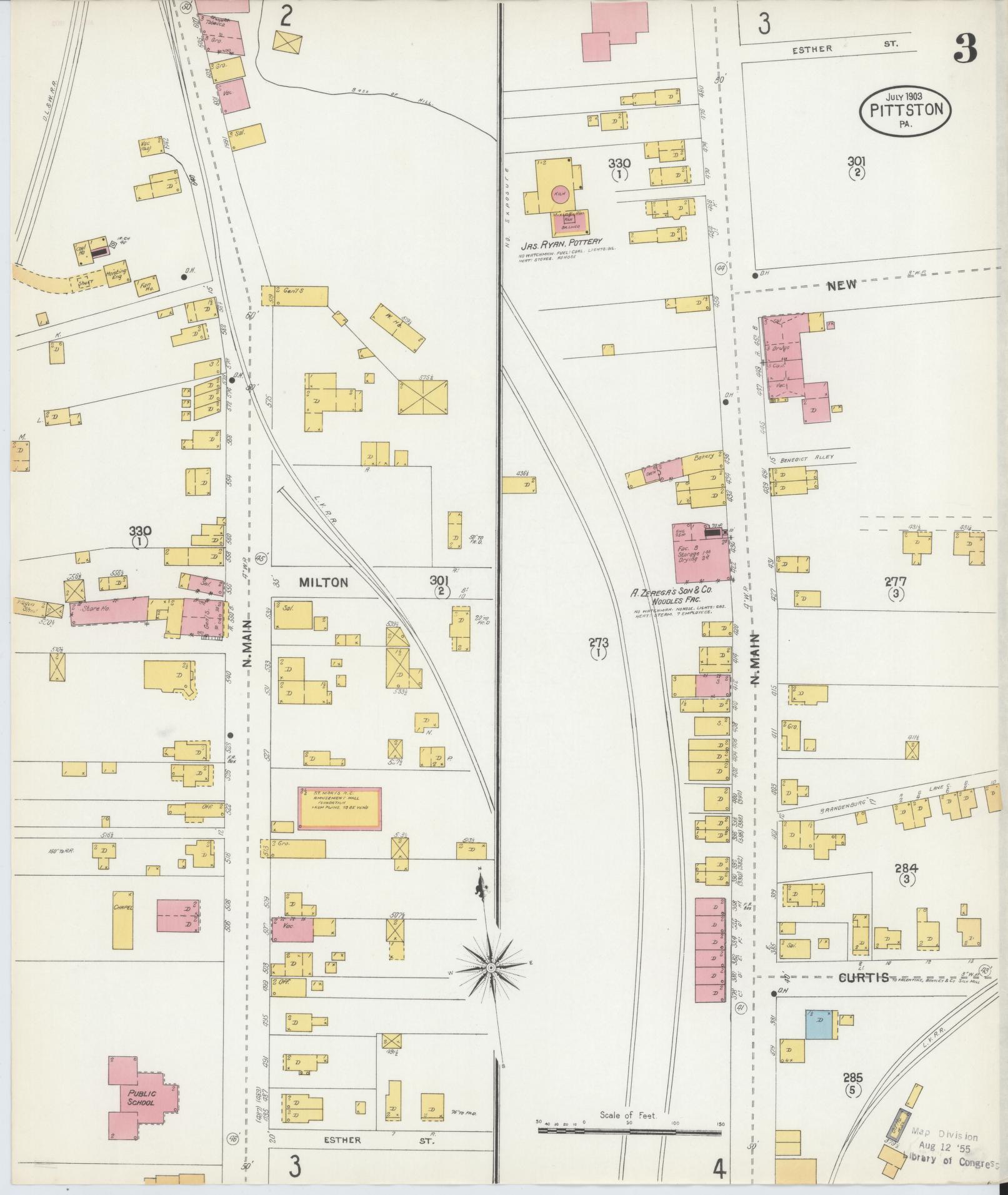Sanborn Fire Insurance Map from Pittston, Luzerne County, Pennsylvania (1903), Sheet #0003 - Complete Map Set gallery image, historic Sanborn map, vintage wall art, Pennsylvania Pennsylvania