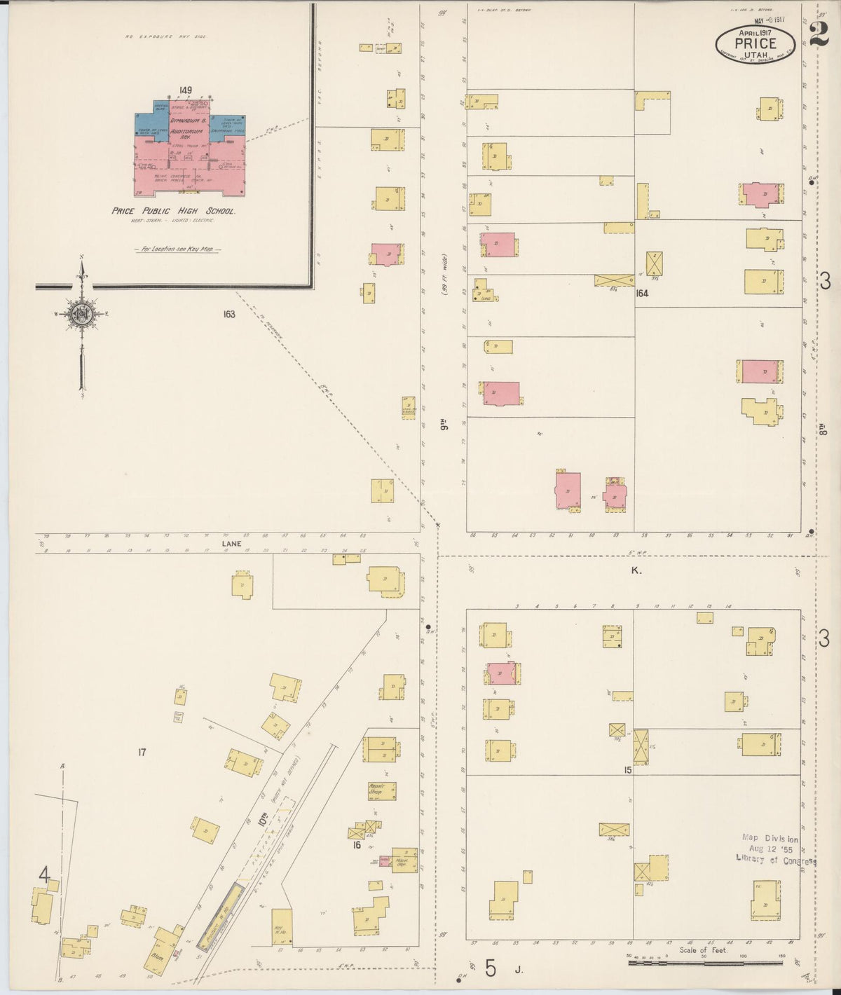 Sanborn Fire Insurance Map from Price, Carbon County, Utah (1917), Sheet #0002 - Complete Map Set gallery image, historic Sanborn map, vintage wall art, Utah Utah