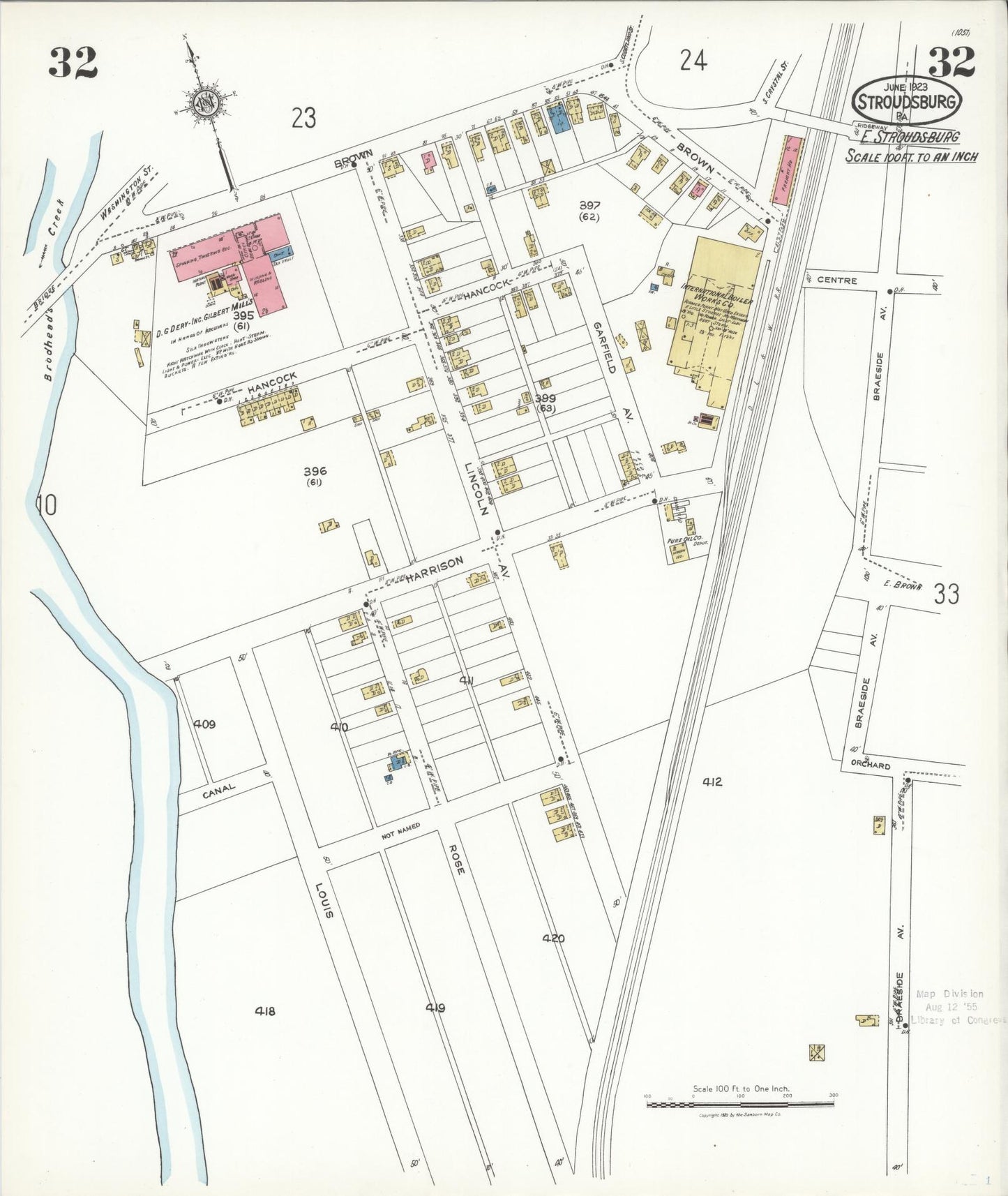 Sanborn Fire Insurance Map from Stroudsburg, Monroe County, Pennsylvania (1923), Sheet #0032 - Complete Map Set gallery image, historic Sanborn map, vintage wall art, Pennsylvania Pennsylvania