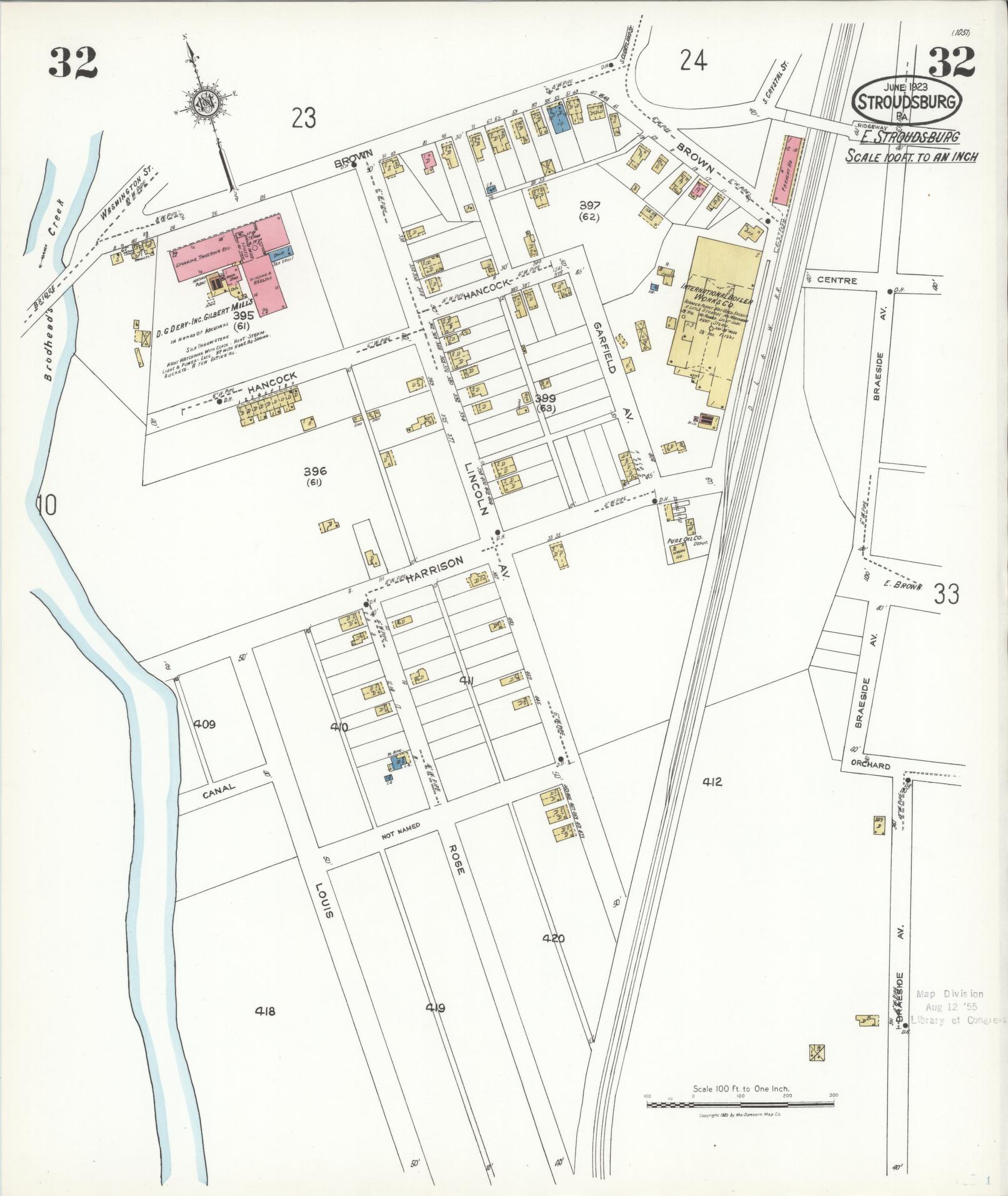 Sanborn Fire Insurance Map from Stroudsburg, Monroe County, Pennsylvania (1923), Sheet #0032 - Complete Map Set gallery image, historic Sanborn map, vintage wall art, Pennsylvania Pennsylvania