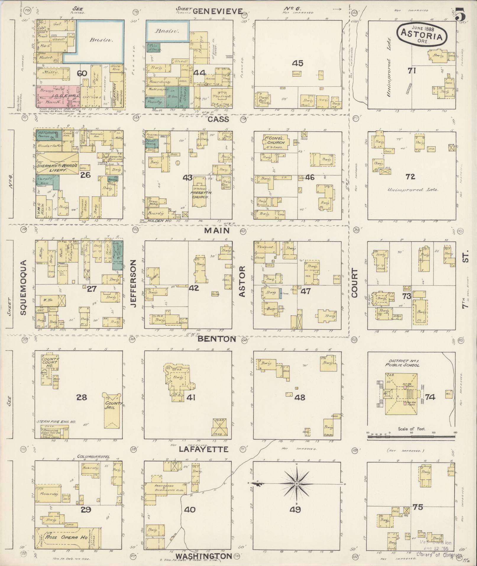 Sanborn Fire Insurance Map from Astoria, Clatsop County, Oregon (1888), Sheet #0005 - Complete Map Set gallery image, historic Sanborn map, vintage wall art, Oregon Oregon