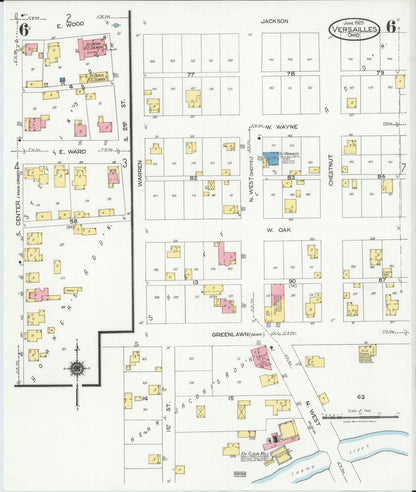 Sanborn Fire Insurance Map from Versailles, Darke County, Ohio (1925), Sheet #0006 - Complete Map Set gallery image, historic Sanborn map, vintage wall art, Ohio Ohio