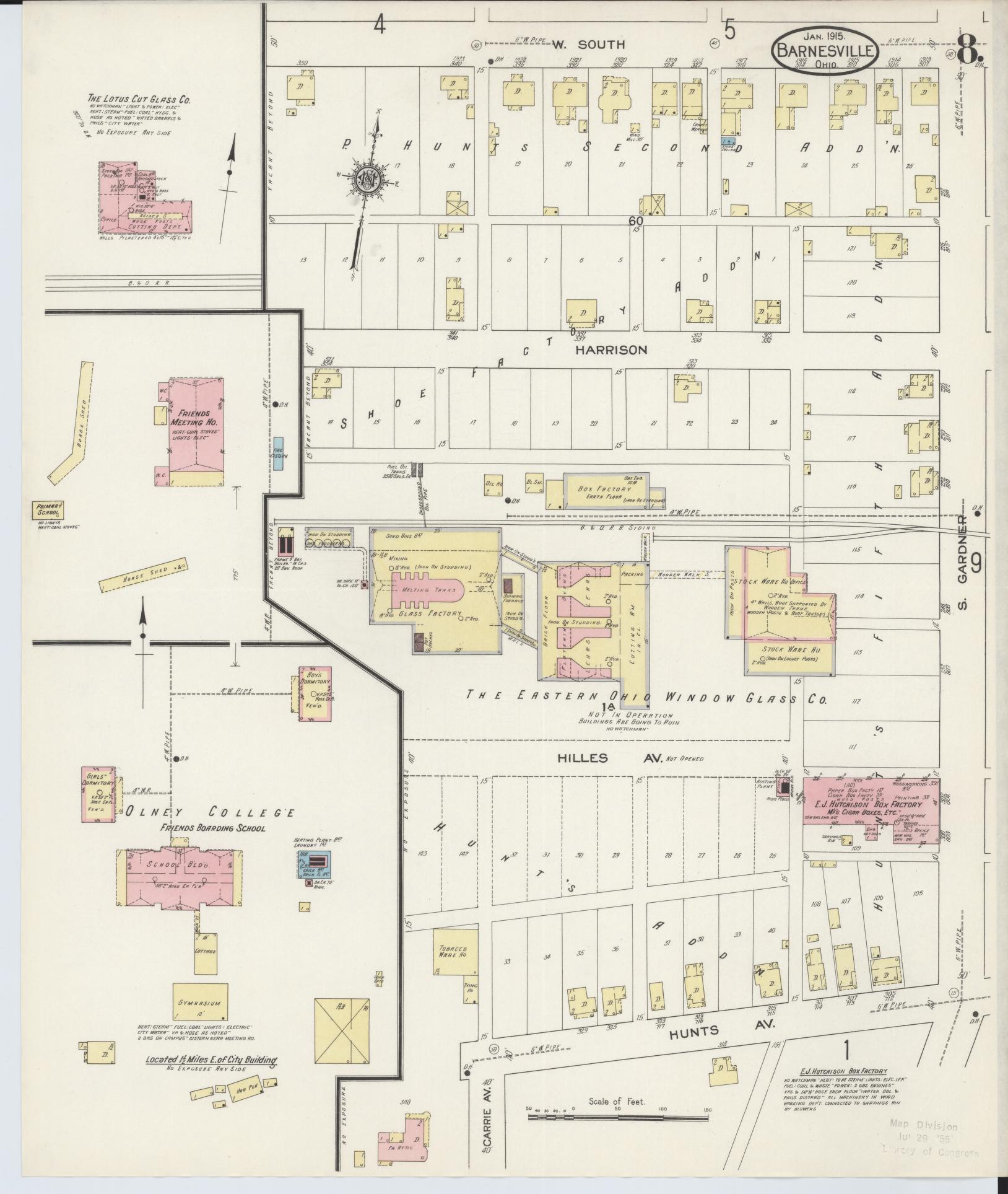 Sanborn Fire Insurance Map from Barnesville, Belmont County, Ohio (1915), Sheet #0008 - Historic Sanborn Fire Insurance Map Print, vintage old map wall art, antique decor, genealogy gift, Ohio Ohio map