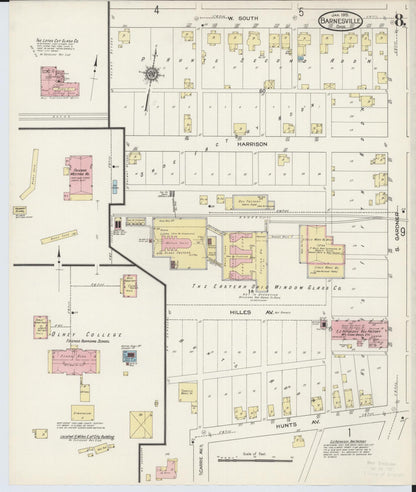 Sanborn Fire Insurance Map from Barnesville, Belmont County, Ohio (1915), Sheet #0008 - Historic Sanborn Fire Insurance Map Print, vintage old map wall art, antique decor, genealogy gift, Ohio Ohio map