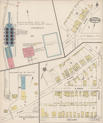 Sanborn Fire Insurance Map from Nanticoke, Luzerne County, Pennsylvania (1920), Sheet #0008 - Complete Map Set gallery image, historic Sanborn map, vintage wall art, Pennsylvania Pennsylvania