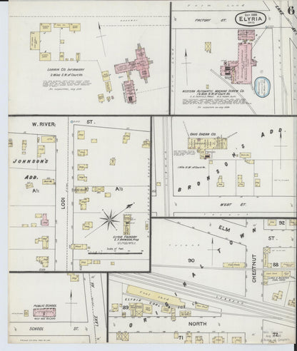 Sanborn Fire Insurance Map from Elyria, Lorain County, Ohio (1888), Sheet #0006 - Historic Sanborn Fire Insurance Map Print, vintage old map wall art, antique decor, genealogy gift, Ohio Ohio map
