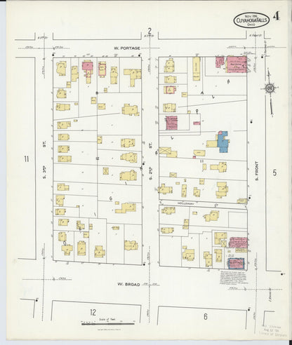 Sanborn Fire Insurance Map from Cuyahoga Falls, Summit County, Ohio (1916), Sheet #0004 - Historic Sanborn Fire Insurance Map Print, vintage old map wall art, antique decor, genealogy gift, Ohio Ohio map