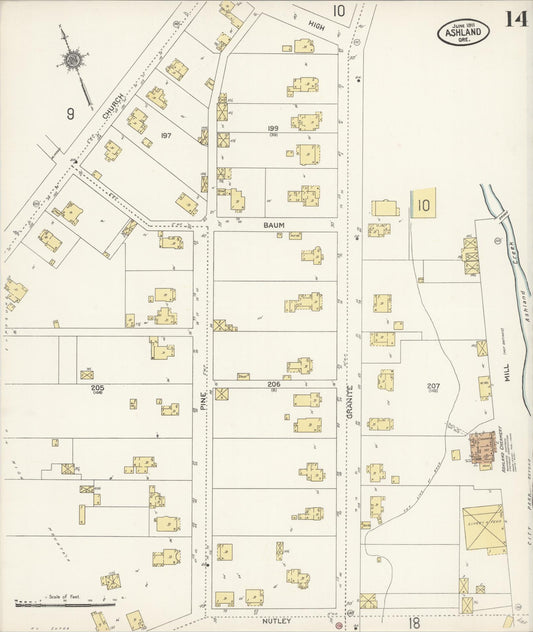 Sanborn Fire Insurance Map from Ashland, Jackson County, Oregon (1911), Sheet #0014 - Historic Sanborn Fire Insurance Map Print, vintage old map wall art, antique decor, genealogy gift, Oregon Oregon map